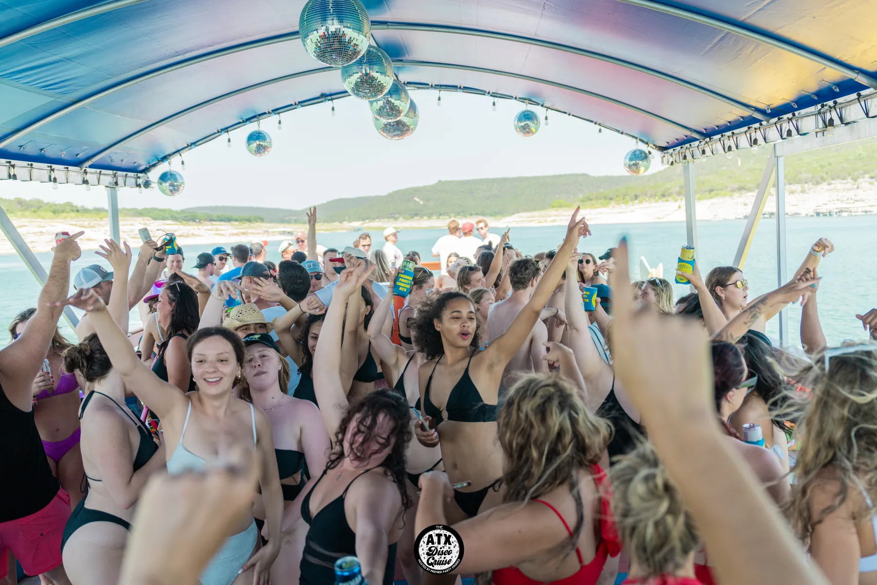 Guests enjoying a party cruise on Lake Travis