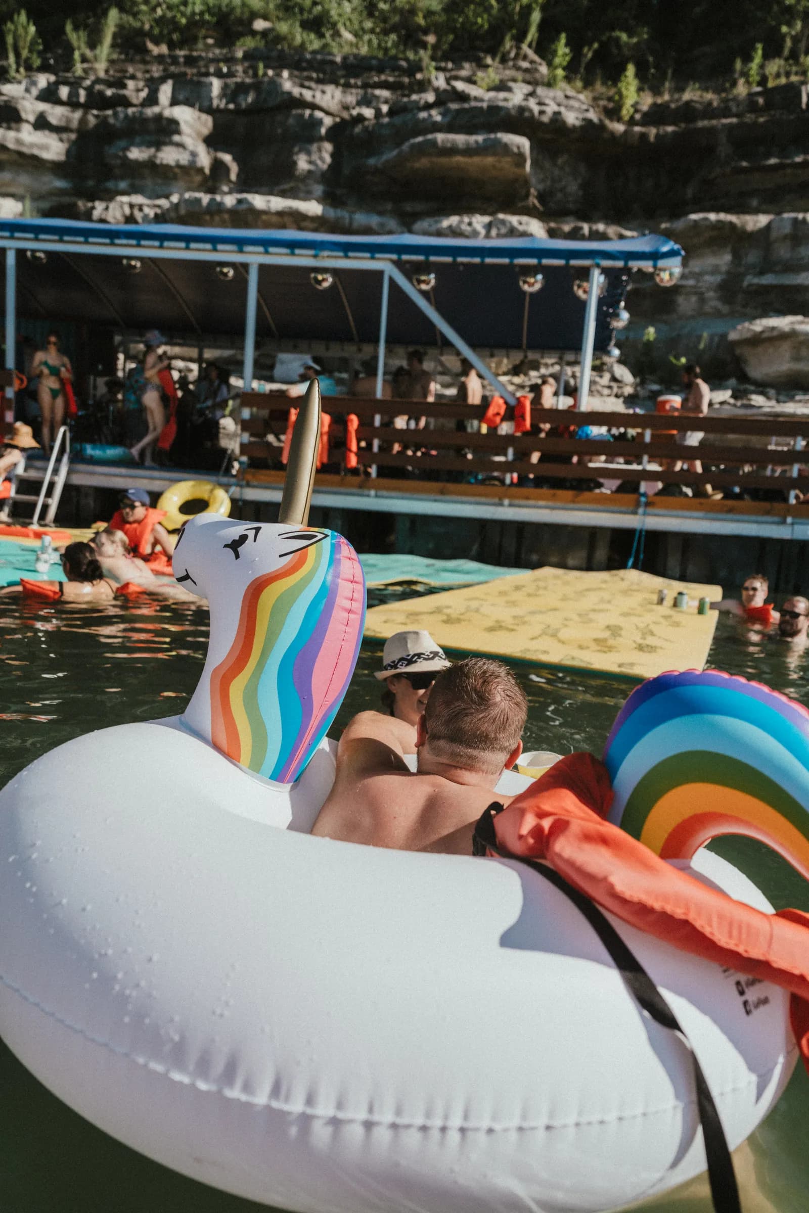 Friends celebrating on a Premier party cruise