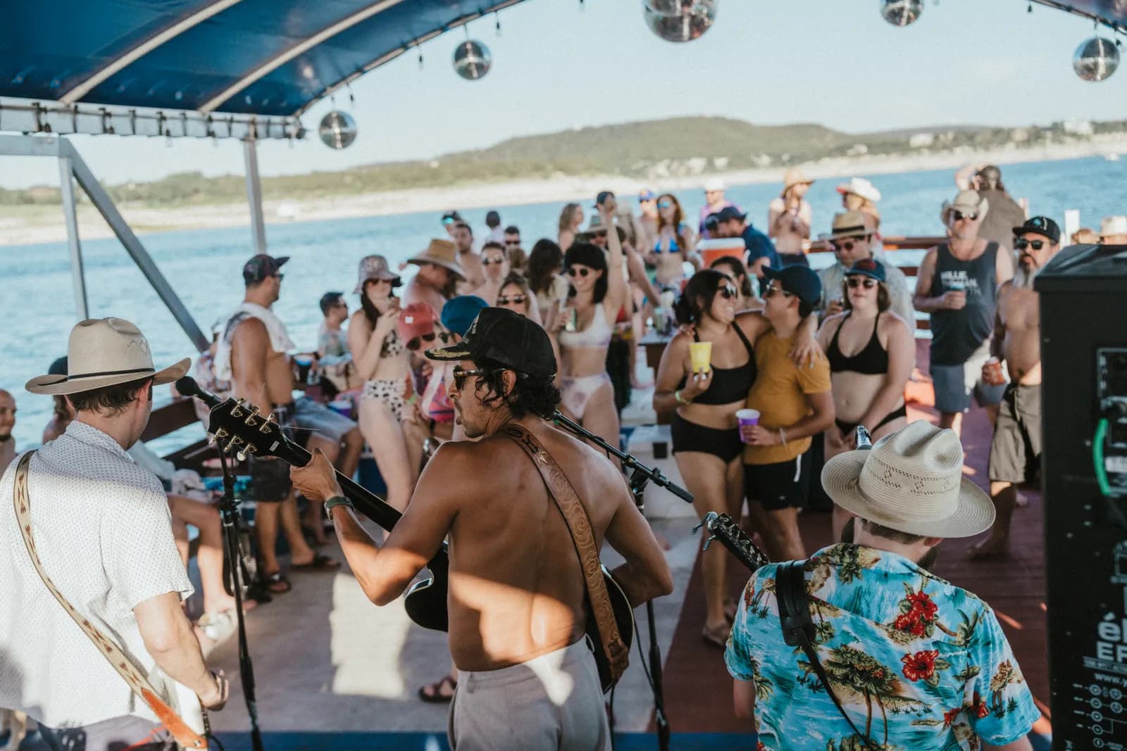 Guests partying on a Premier cruise on Lake Travis