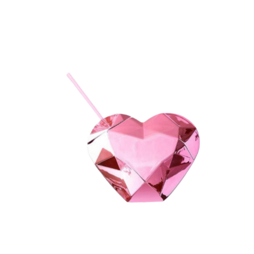 Heart Shaped Disco Cup with Straw