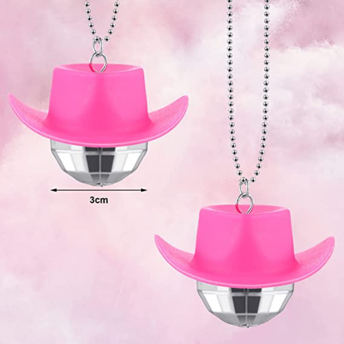 Pink Hat Disco Ball Necklace