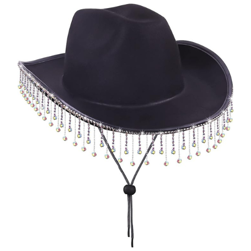 Black Fringe Cowgirl Hat