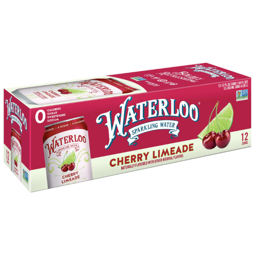 Waterloo Sparkling Water Cherry Limeade • 12 Pack 12oz Can